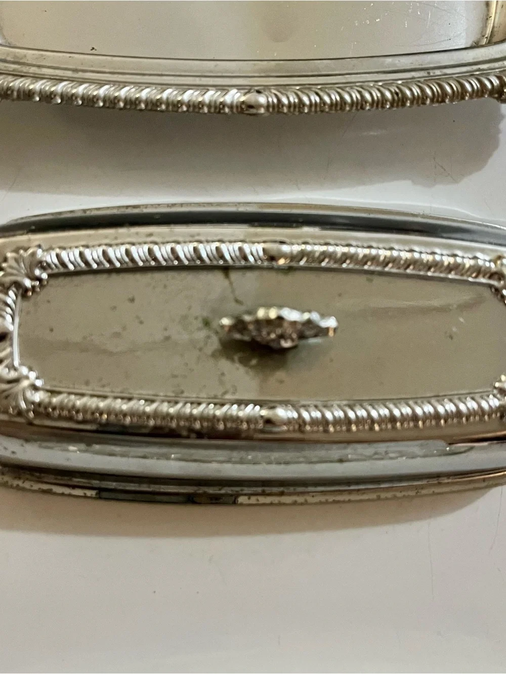 Vintage 3pc Silver Plated Butter Dish with Glass Insert Liner Ornate